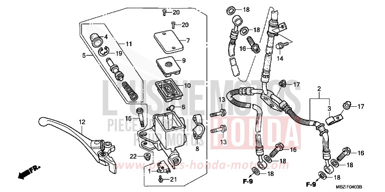 FR. BRAKE MASTER CYLINDER (CB600F5/6) for CB600F Hornet INTERSTELLAR BLACK METALLIC (NHA12) from 2006